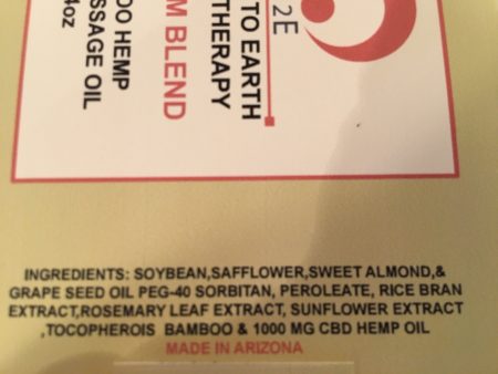 Ingredients of Custom Blend Bamboo Hemp with CBD massage oil
